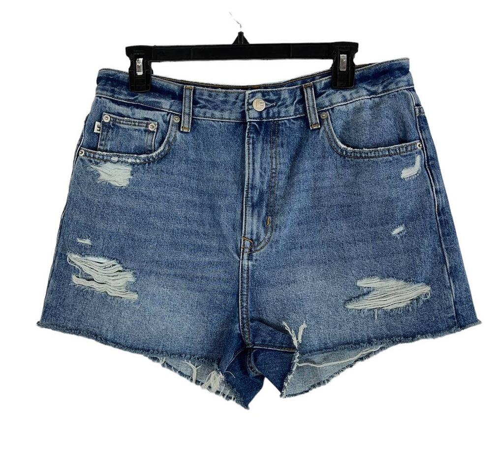 Lovers + Friends shorts blue denim Jack distressed